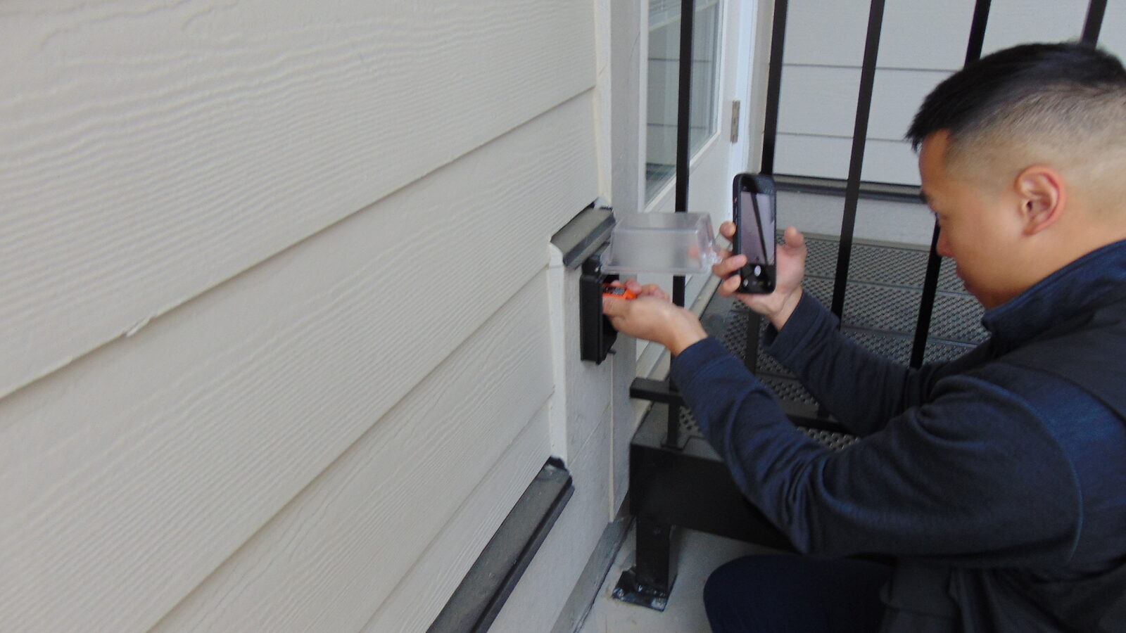 Moisture testing an exterior wall